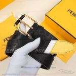 Perfect Fendi Belt Replica Online - Black Leather With F Logo Engraved